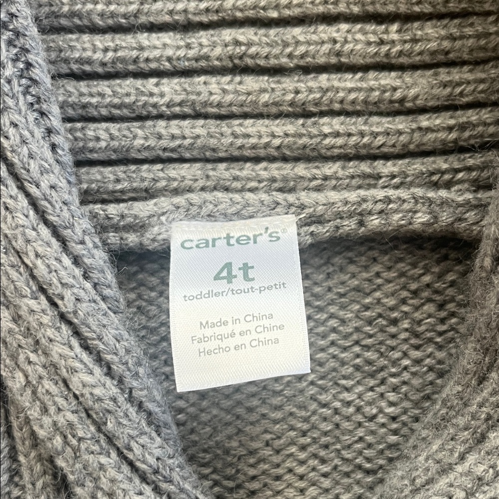 Carter's Gray Knit Kids Cardigan with Red Accents - Picture 2 of 4